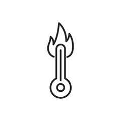 High temperature on the thermometer icon. High quality black vector illustration.м