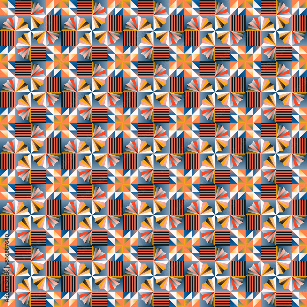 Poster lively trendy abstract seamless pattern graphic with art nouveau motif design elements