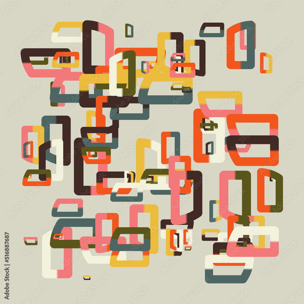 Aufkleber minimal art graphic pattern design aesthetics made with abstract vector geometric shapes