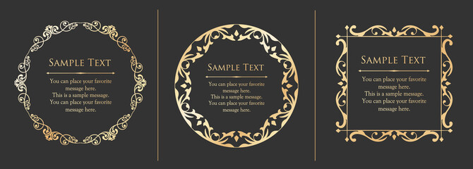オシャレなフレーム。デザインテンプレート。ゴージャスな額のセット。