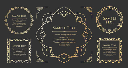 オシャレなフレーム。デザインテンプレート。ゴージャスな額のセット。