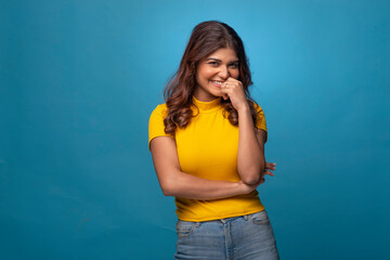 Beautiful/cute/pretty Indian woman/girl smiling/ expressions