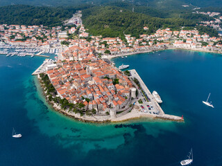 Aerial view of Korcula, Croatia