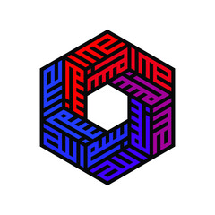 Arabic Islamic Calligraphy of Bismillah (in the Name of God) in Hexagon Shape.