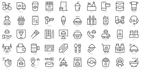 Set of thin line food delivery Icons. Vector illustration