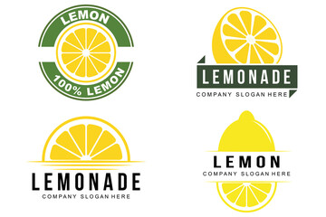 vector wallpaper design lemon fruit plant logo with vitamin c, yellow, in the garden and market