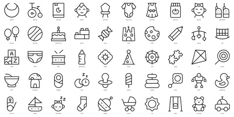 Set of thin line baby Icons. Vector illustration
