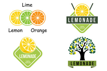 vector wallpaper design lemon fruit plant logo with vitamin c, yellow, in the garden and market