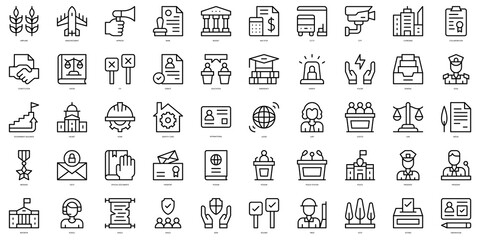 Set of thin line government Icons. Vector illustration