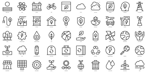 Set of thin line ecology Icons. Vector illustration