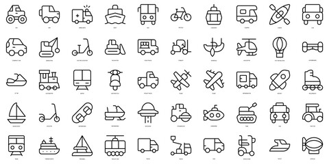 Set of thin line transport Icons. Vector illustration