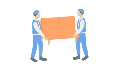 ソファを運ぶ作業スタッフのイラスト