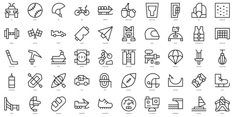 Set of thin line extreme sports Icons. Vector illustration