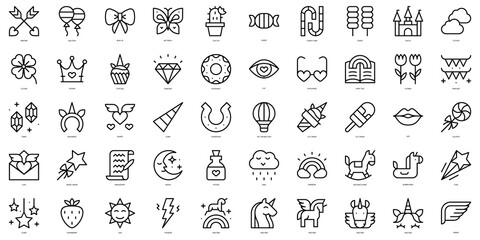 Set of thin line unicorn Icons. Vector illustration