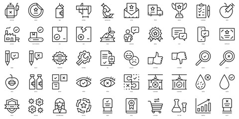 Set of thin line quality control Icons. Vector illustration