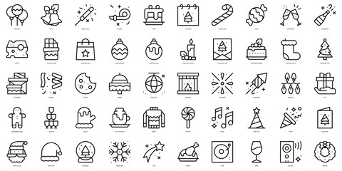 Set of thin line christmas party Icons. Vector illustration