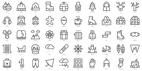 Set of thin line winter Icons. Vector illustration