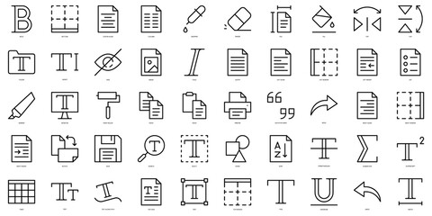 Set of thin line text editor Icons. Vector illustration