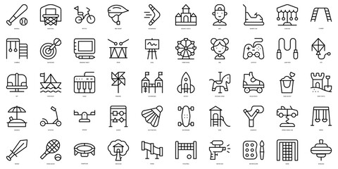 Set of thin line kids activities Icons. Vector illustration