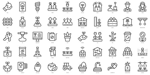Set of thin line greenhouse Icons. Vector illustration