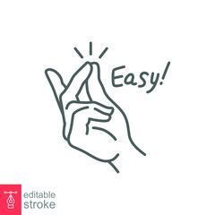 Easy line icon. Simple outline style. Finger snapping hand gesture. Pictogram, snap concept. Vector illustration isolated. Editable stroke EPS 10.