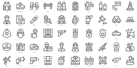 Set of thin line police Icons. Vector illustration