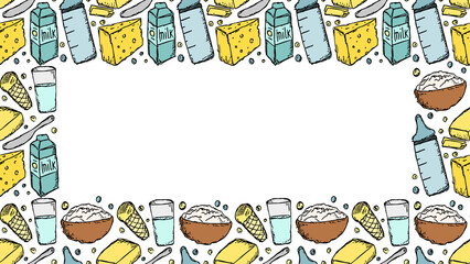 Horizontal milk food background with place for text