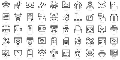 Fototapeta na wymiar Set of thin line digital services Icons. Vector illustration