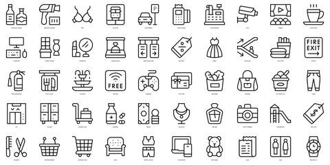 Set of thin line mall Icons. Vector illustration