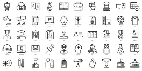 Set of thin line college Icons. Vector illustration