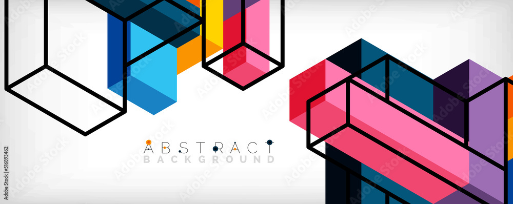Poster abstract background. 3d cubes, cubic elements and blocks. techno or business concept for wallpaper, 