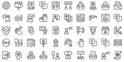 Set of thin line activism Icons. Vector illustration