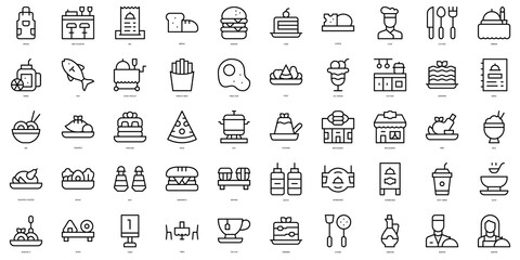 Set of thin line food and restaurant Icons. Vector illustration