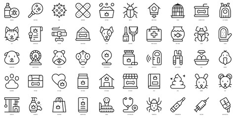 Set of thin line pets Icons. Vector illustration