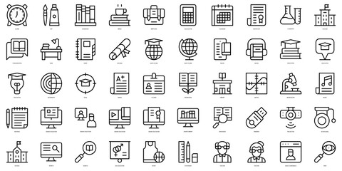 Set of thin line education Icons. Vector illustration