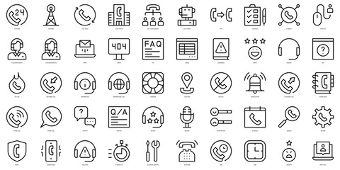 Set of thin line call center service Icons. Vector illustration