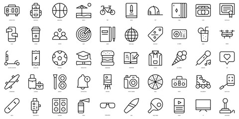 Set of thin line youth Icons. Vector illustration