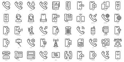 Set of thin line phone Icons. Vector illustration