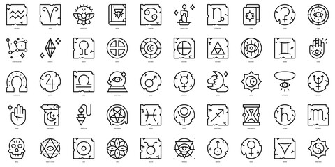 Fototapeta na wymiar Set of thin line astrology Icons. Vector illustration