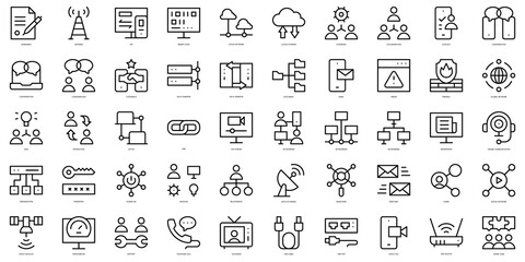 Set of thin line networking Icons. Vector illustration