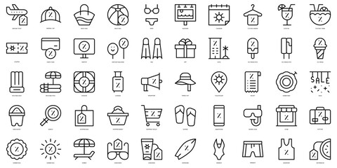 Set of thin line summer sales Icons. Vector illustration