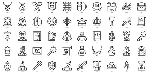 Set of thin line royalty Icons. Vector illustration
