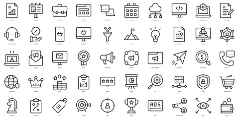 Set of thin line marketing campaign Icons. Vector illustration