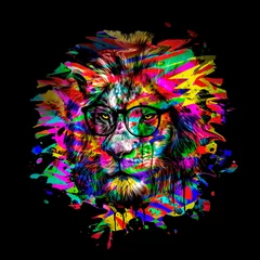 Outdoor kussens Lion head with colorful creative abstract element on white background © reznik_val