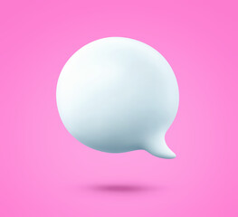 Cartoon speech bubble, talking cloud on pink background. Cclipping path included