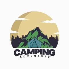 Vector illustration design with Camping trip theme. with subtle colors