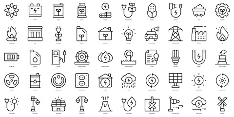 Set of thin line energy Icons. Vector illustration