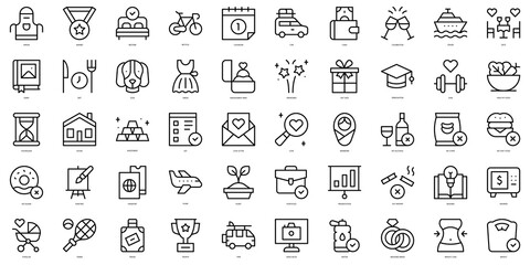 Set of thin line new year proposals Icons. Vector illustration