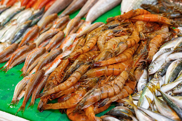 Market stall selling seafood delicacies in Istanbul