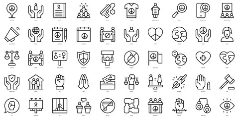 Set of thin line human rights Icons. Vector illustration